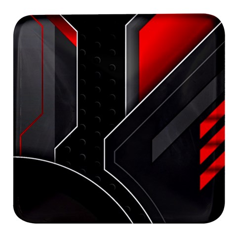 Gamer Tech Black Mesh Red Modern Shape Texture Geometric Pattern Square Glass Fridge Magnet (4 pack) from ArtsNow.com Front