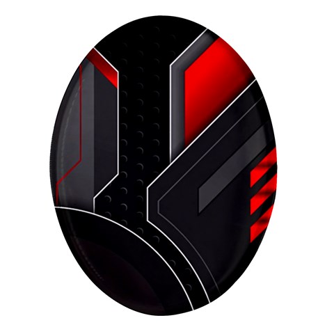 Gamer Tech Black Mesh Red Modern Shape Texture Geometric Pattern Oval Glass Fridge Magnet (4 pack) from ArtsNow.com Front