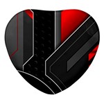 Gamer Tech Black Mesh Red Modern Shape Texture Geometric Pattern Heart Glass Fridge Magnet (4 pack)