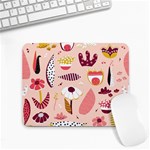 Scandinavian Flat Floral Background Coral Pink White Black Gold Pattern Small Mousepad