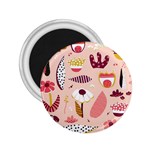 Scandinavian Flat Floral Background Coral Pink White Black Gold Pattern 2.25  Magnets