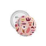 Scandinavian Flat Floral Background Coral Pink White Black Gold Pattern 1.75  Buttons
