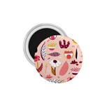 Scandinavian Flat Floral Background Coral Pink White Black Gold Pattern 1.75  Magnets