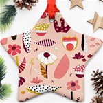 Scandinavian Flat Floral Background Coral Pink White Black Gold Pattern Ornament (Star)