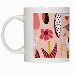 Scandinavian Flat Floral Background Coral Pink White Black Gold Pattern White Mug