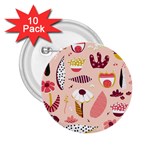 Scandinavian Flat Floral Background Coral Pink White Black Gold Pattern 2.25  Buttons (10 pack) 
