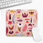 Scandinavian Flat Floral Background Coral Pink White Black Gold Pattern Large Mousepad