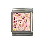 Scandinavian Flat Floral Background Coral Pink White Black Gold Pattern Italian Charm (13mm)