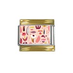 Scandinavian Flat Floral Background Coral Pink White Black Gold Pattern Gold Trim Italian Charm (9mm)