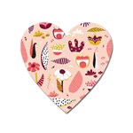 Scandinavian Flat Floral Background Coral Pink White Black Gold Pattern Heart Magnet