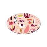 Scandinavian Flat Floral Background Coral Pink White Black Gold Pattern Sticker Oval (10 pack)