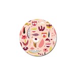 Scandinavian Flat Floral Background Coral Pink White Black Gold Pattern Golf Ball Marker (4 pack)