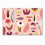 Scandinavian Flat Floral Background Coral Pink White Black Gold Pattern Postcards 5  x 7  (Pkg of 10)