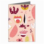 Scandinavian Flat Floral Background Coral Pink White Black Gold Pattern Greeting Cards (Pkg of 8)