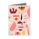 Scandinavian Flat Floral Background Coral Pink White Black Gold Pattern Mini Greeting Card