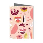 Scandinavian Flat Floral Background Coral Pink White Black Gold Pattern Mini Greeting Cards (Pkg of 8)
