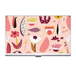 Scandinavian Flat Floral Background Coral Pink White Black Gold Pattern Business Card Holder