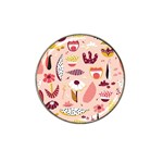 Scandinavian Flat Floral Background Coral Pink White Black Gold Pattern Hat Clip Ball Marker (4 pack)