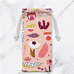 Scandinavian Flat Floral Background Coral Pink White Black Gold Pattern Jewelry Bag
