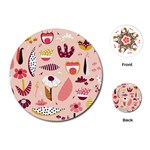 Scandinavian Flat Floral Background Coral Pink White Black Gold Pattern Playing Cards Single Design (Round)