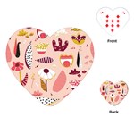 Scandinavian Flat Floral Background Coral Pink White Black Gold Pattern Playing Cards Single Design (Heart)