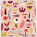 Scandinavian Flat Floral Background Coral Pink White Black Gold Pattern Canvas 16  x 16 