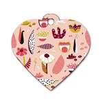 Scandinavian Flat Floral Background Coral Pink White Black Gold Pattern Dog Tag Heart (One Side)
