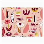 Scandinavian Flat Floral Background Coral Pink White Black Gold Pattern Large Glasses Cloth