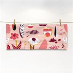 Scandinavian Flat Floral Background Coral Pink White Black Gold Pattern Hand Towel