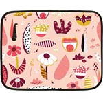 Scandinavian Flat Floral Background Coral Pink White Black Gold Pattern Fleece Blanket (Mini)