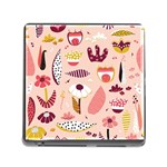 Scandinavian Flat Floral Background Coral Pink White Black Gold Pattern Memory Card Reader (Square 5 Slot)