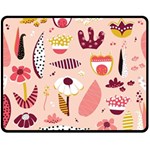 Scandinavian Flat Floral Background Coral Pink White Black Gold Pattern Fleece Blanket (Medium)
