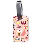 Scandinavian Flat Floral Background Coral Pink White Black Gold Pattern Luggage Tag (two sides)