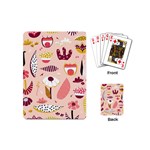 Scandinavian Flat Floral Background Coral Pink White Black Gold Pattern Playing Cards Single Design (Mini)