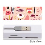 Scandinavian Flat Floral Background Coral Pink White Black Gold Pattern Memory Card Reader (Stick)