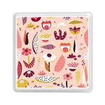 Scandinavian Flat Floral Background Coral Pink White Black Gold Pattern Memory Card Reader (Square)