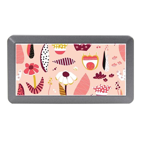 Scandinavian Flat Floral Background Coral Pink White Black Gold Pattern Memory Card Reader (Mini) from ArtsNow.com Front