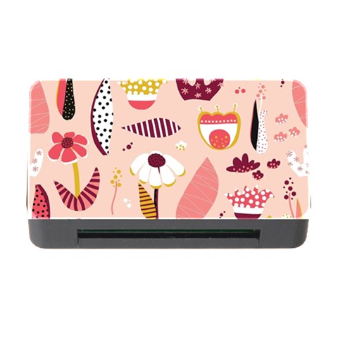 Scandinavian Flat Floral Background Coral Pink White Black Gold Pattern Memory Card Reader with CF from ArtsNow.com Front