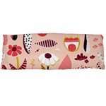 Scandinavian Flat Floral Background Coral Pink White Black Gold Pattern Body Pillow Case (Dakimakura)