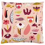 Scandinavian Flat Floral Background Coral Pink White Black Gold Pattern Large Cushion Case (One Side)