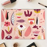 Scandinavian Flat Floral Background Coral Pink White Black Gold Pattern Cosmetic Bag (XXL)