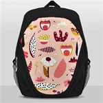 Scandinavian Flat Floral Background Coral Pink White Black Gold Pattern Backpack Bag