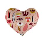 Scandinavian Flat Floral Background Coral Pink White Black Gold Pattern Standard 16  Premium Heart Shape Cushions