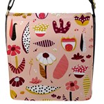 Scandinavian Flat Floral Background Coral Pink White Black Gold Pattern Flap Closure Messenger Bag (S)