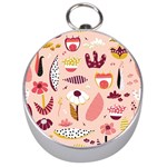 Scandinavian Flat Floral Background Coral Pink White Black Gold Pattern Silver Compasses
