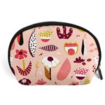 Scandinavian Flat Floral Background Coral Pink White Black Gold Pattern Accessory Pouch (Large)