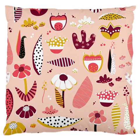 Scandinavian Flat Floral Background Coral Pink White Black Gold Pattern Standard Premium Plush Fleece Cushion Case (One Side) from ArtsNow.com Front
