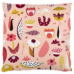 Scandinavian Flat Floral Background Coral Pink White Black Gold Pattern Standard Premium Plush Fleece Cushion Case (One Side)