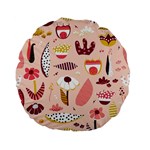 Scandinavian Flat Floral Background Coral Pink White Black Gold Pattern Standard 15  Premium Flano Round Cushions