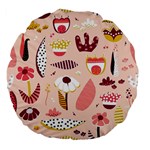 Scandinavian Flat Floral Background Coral Pink White Black Gold Pattern Large 18  Premium Flano Round Cushions